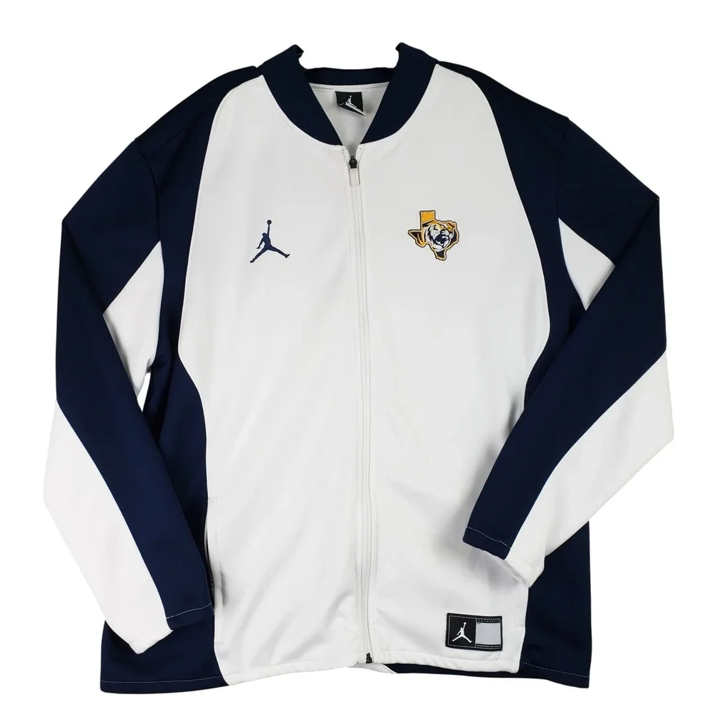 East Texas Baptist University ETBU Jordan Track Jacket Mens XL White Navy NCAA